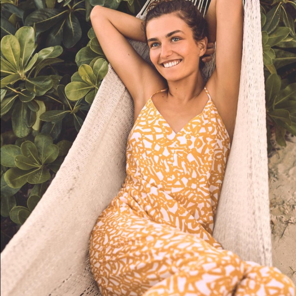 Maeve yellow jumpsuit from Anthropologie
